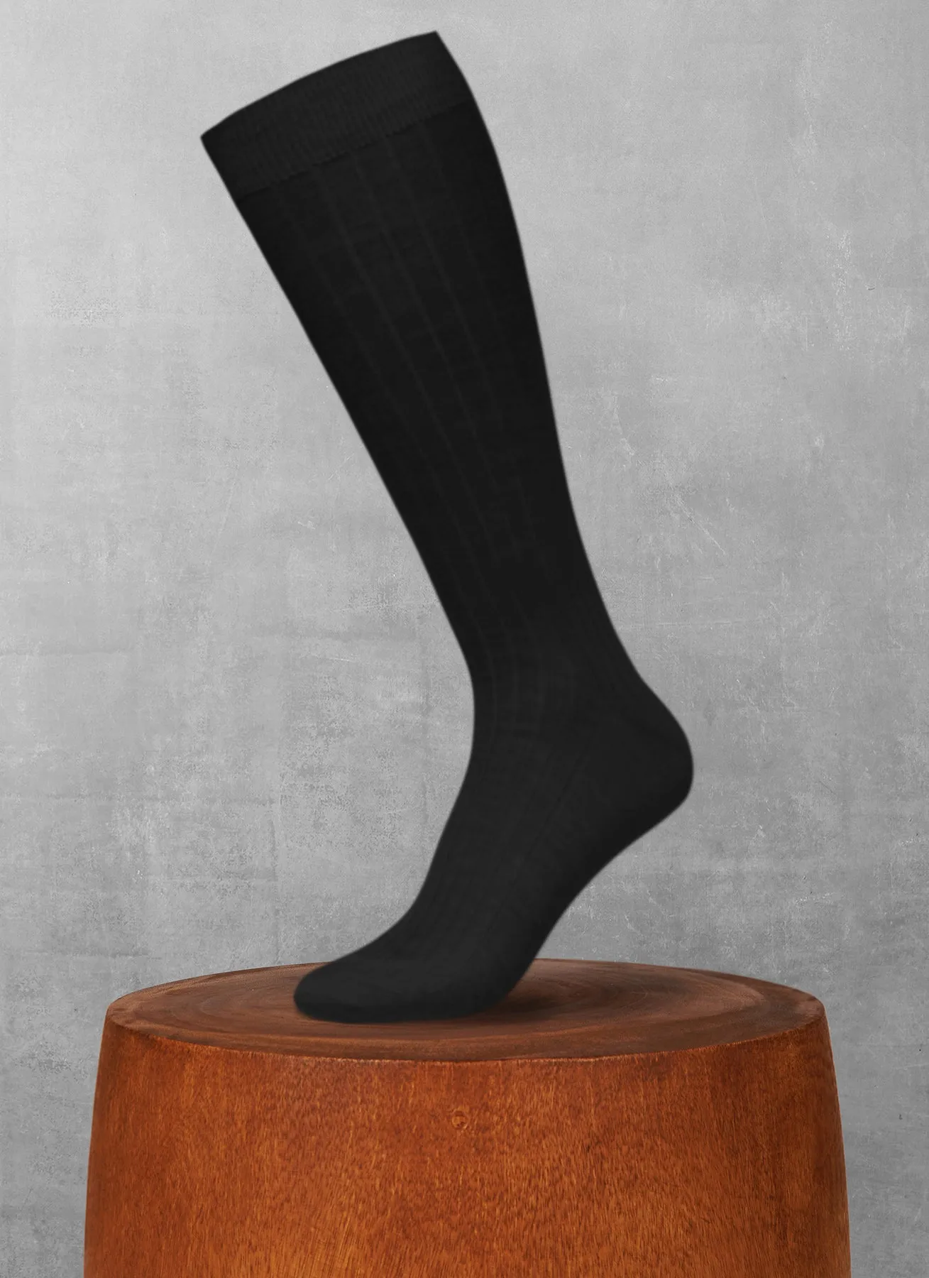 100% Cashmere Long Sock in Black