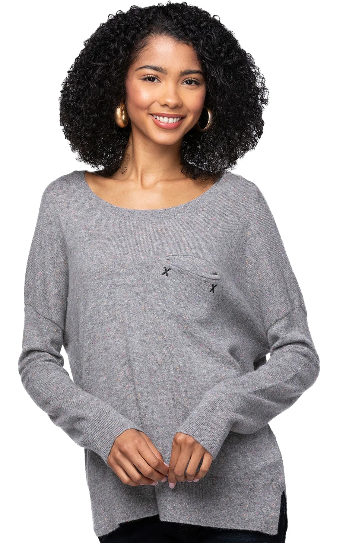 100% Cashmere Patricia Pocket Crew Sweater