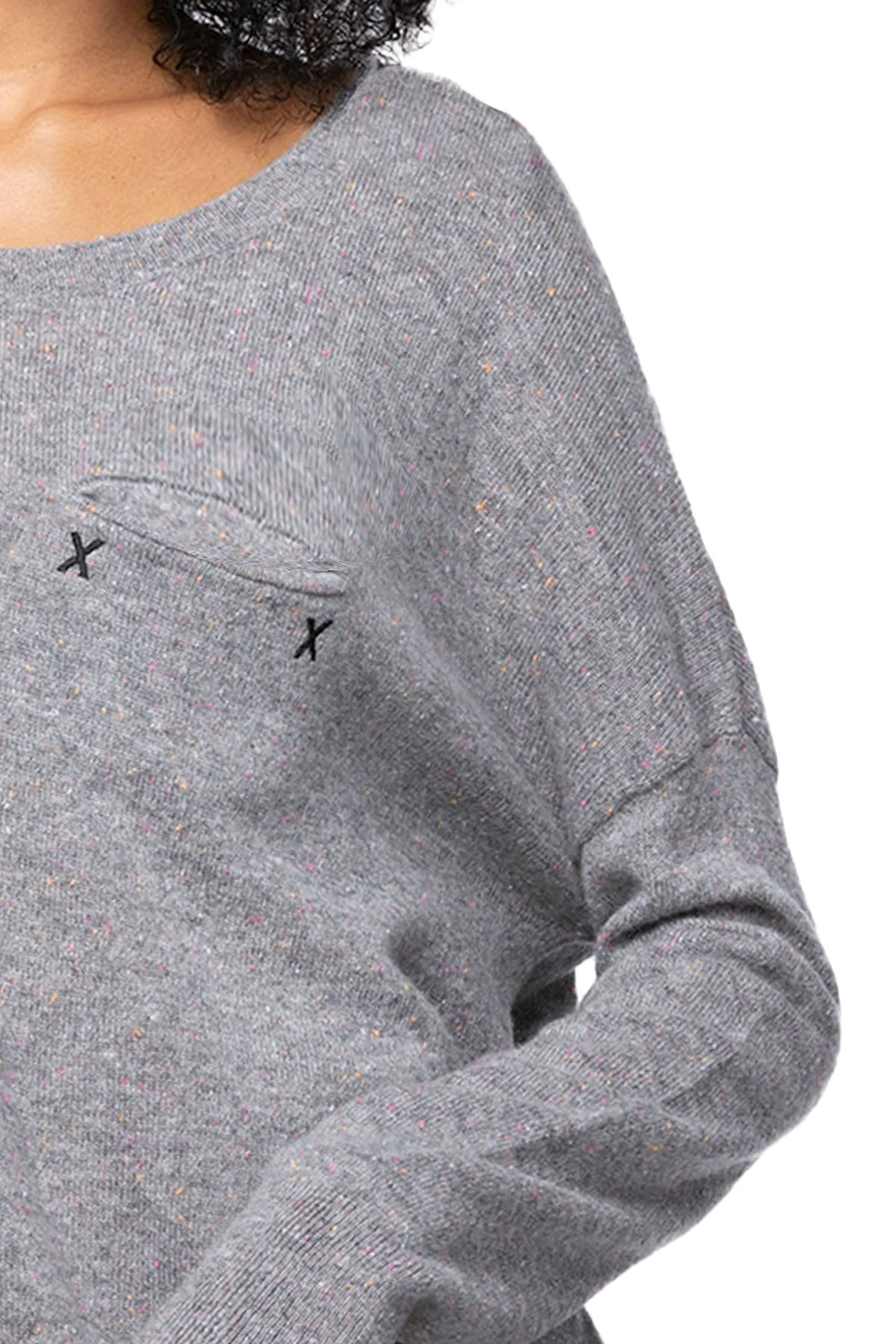 100% Cashmere Patricia Pocket Crew Sweater