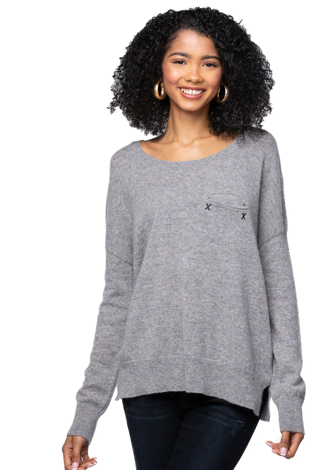 100% Cashmere Patricia Pocket Crew Sweater