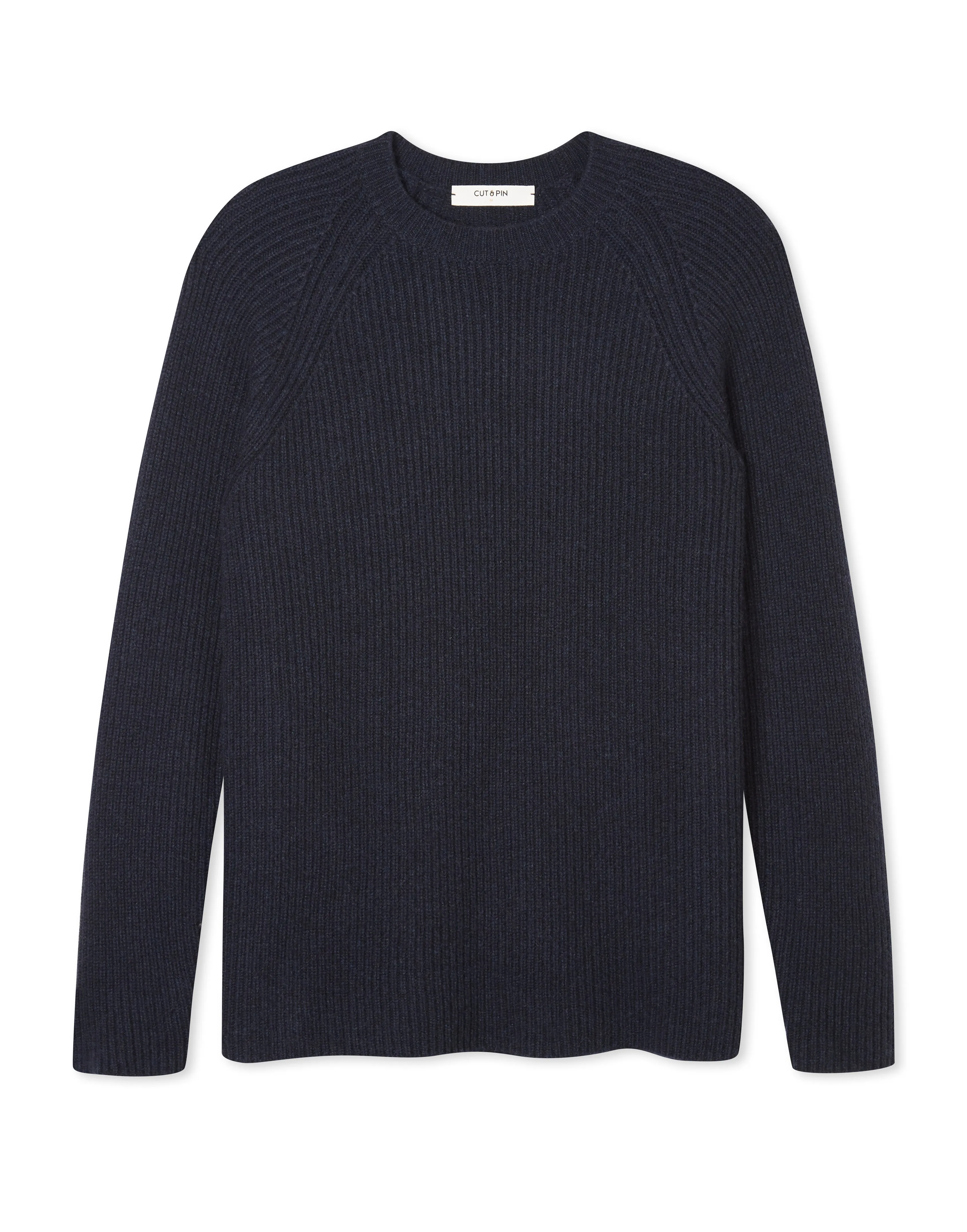 100% Cashmere ribbed crew sweater in Navy