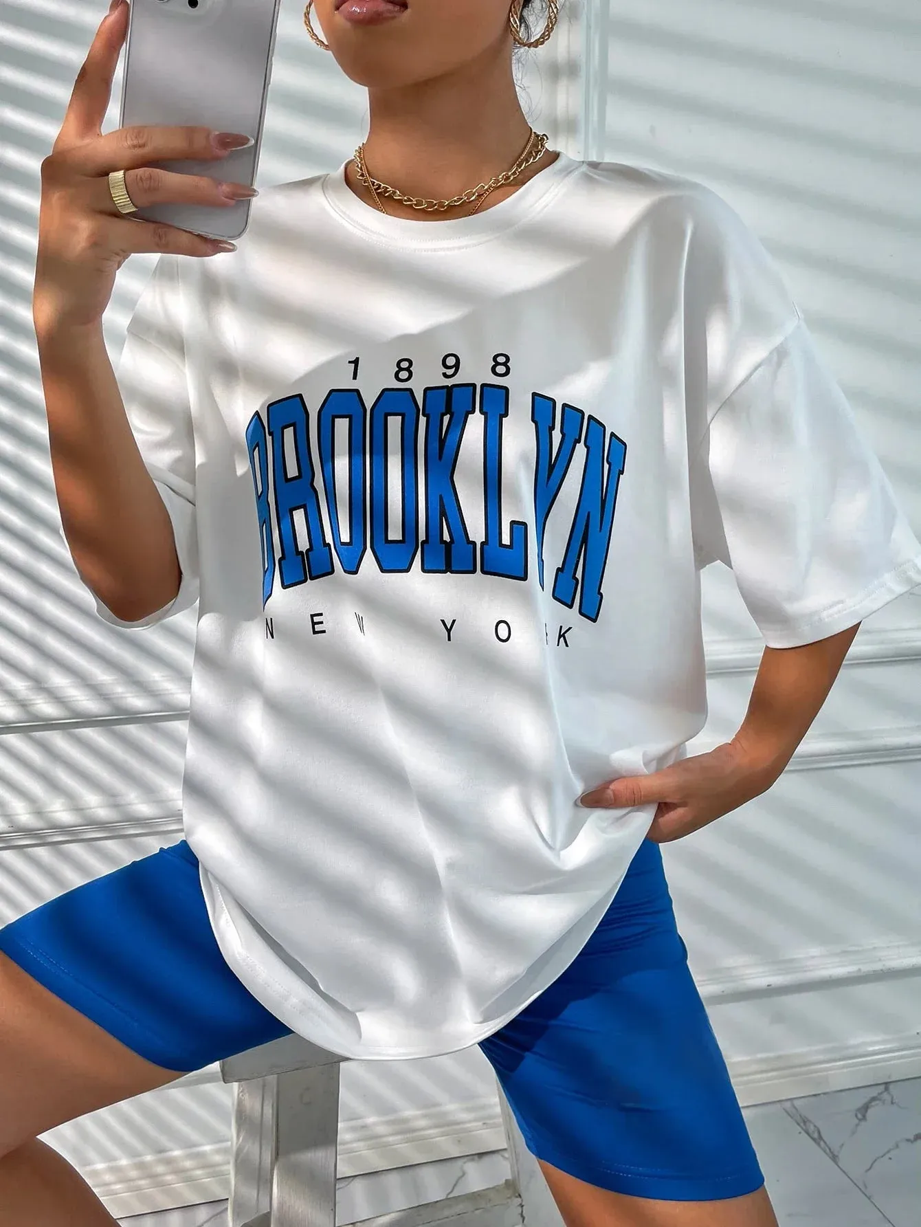 1898 Brooklyn New York Print Oversized T-Shirt