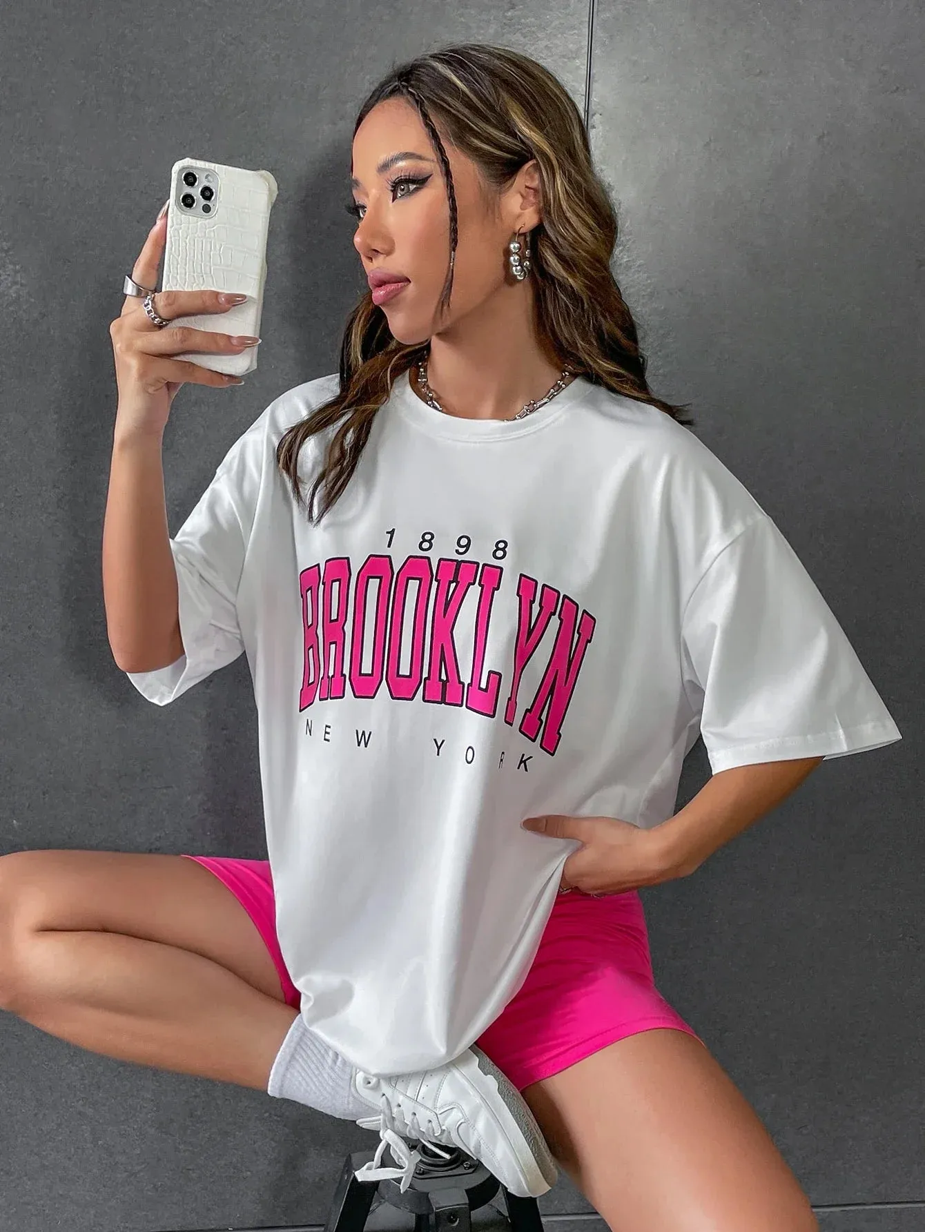 1898 Brooklyn New York Print Oversized T-Shirt