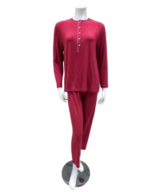 ALP855BRY Solid Berry with White Piping Modal Pajamas Set