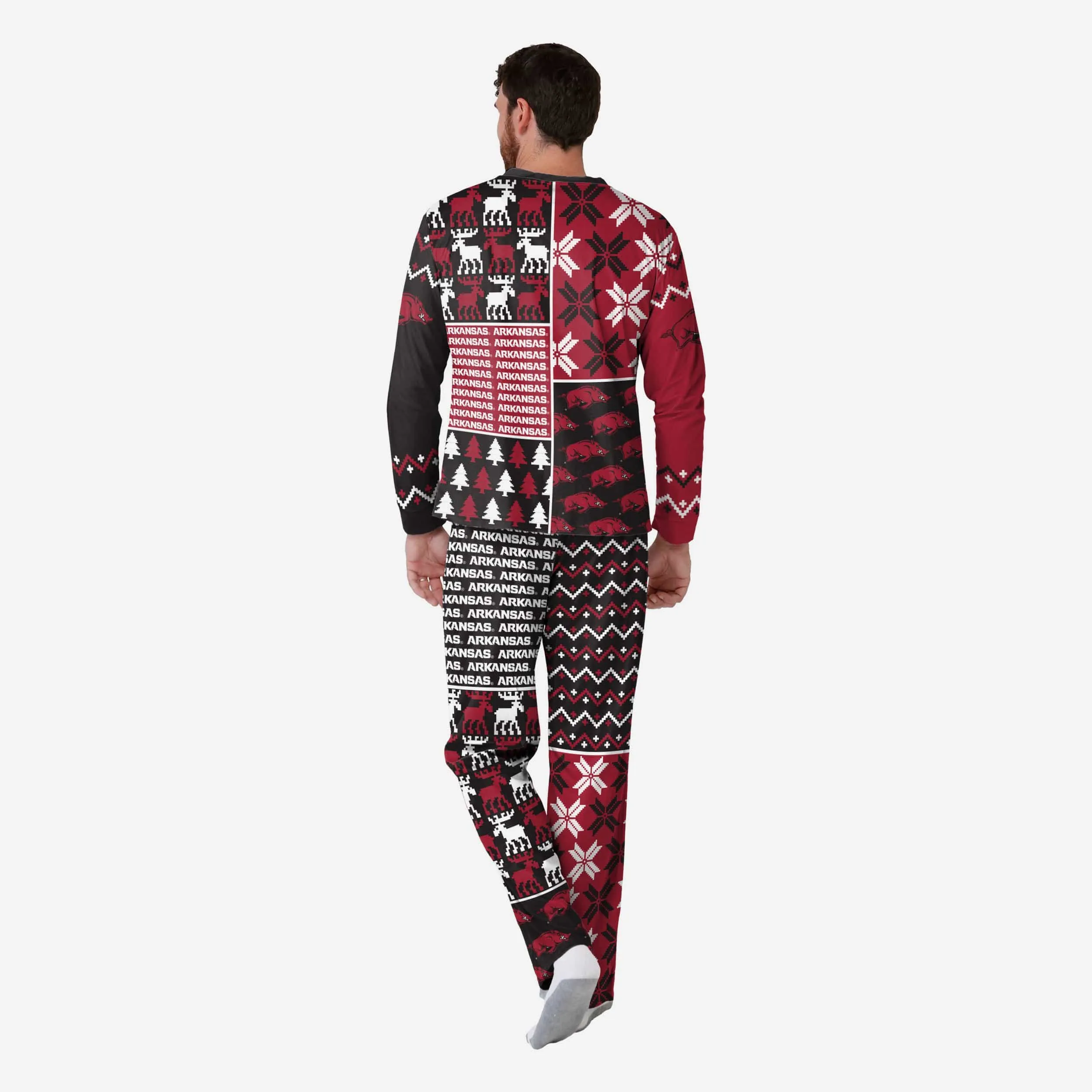 Arkansas Razorbacks Mens Busy Block Family Holiday Pajamas