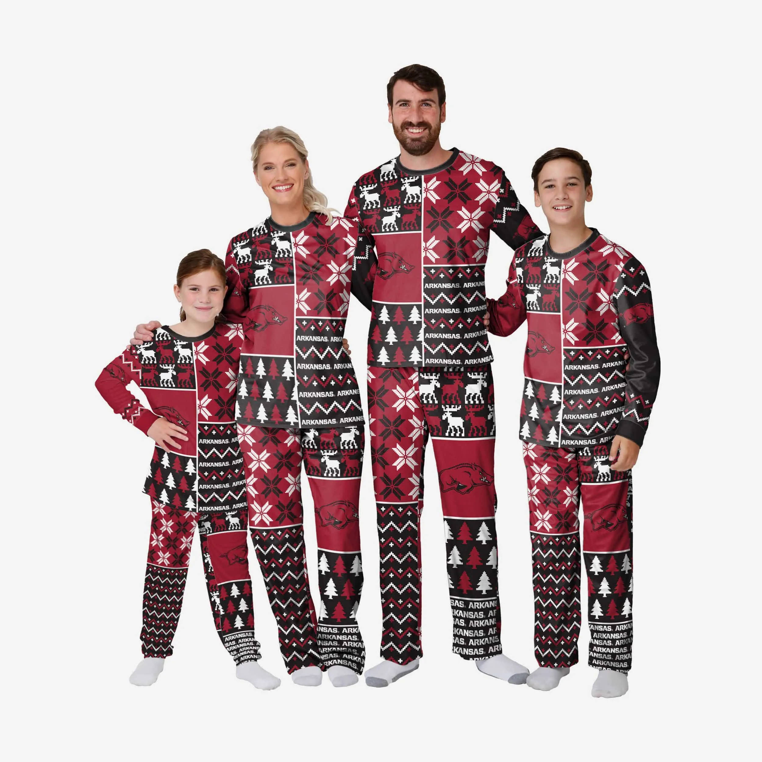 Arkansas Razorbacks Mens Busy Block Family Holiday Pajamas