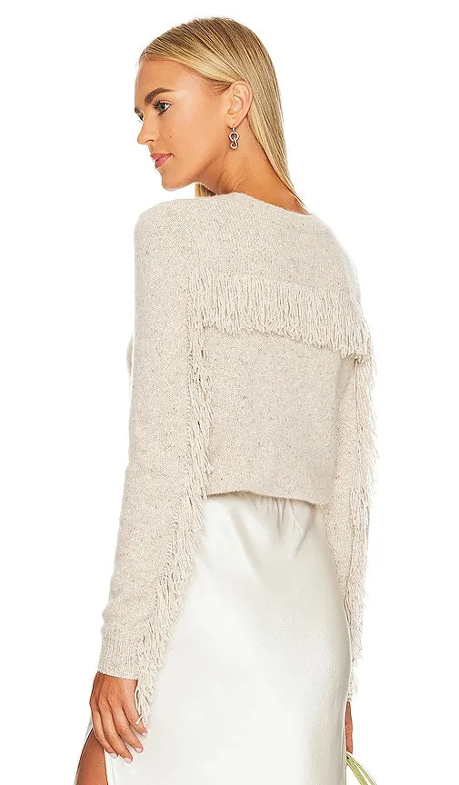 Autumn Cashmere Fringed Sweater in Cream
