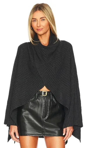 Autumn Cashmere Hybrid Rib Cape in Grey