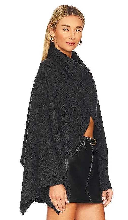 Autumn Cashmere Hybrid Rib Cape in Grey