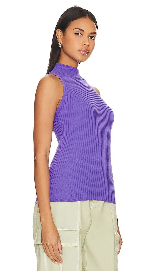 Autumn Cashmere Rib Mock Halter in Purple