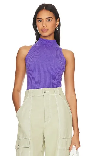 Autumn Cashmere Rib Mock Halter in Purple