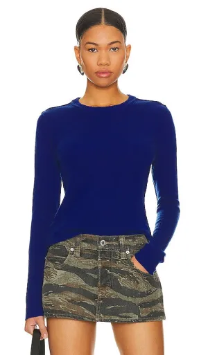 Autumn Cashmere Undone Edge Crew Neck in Navy