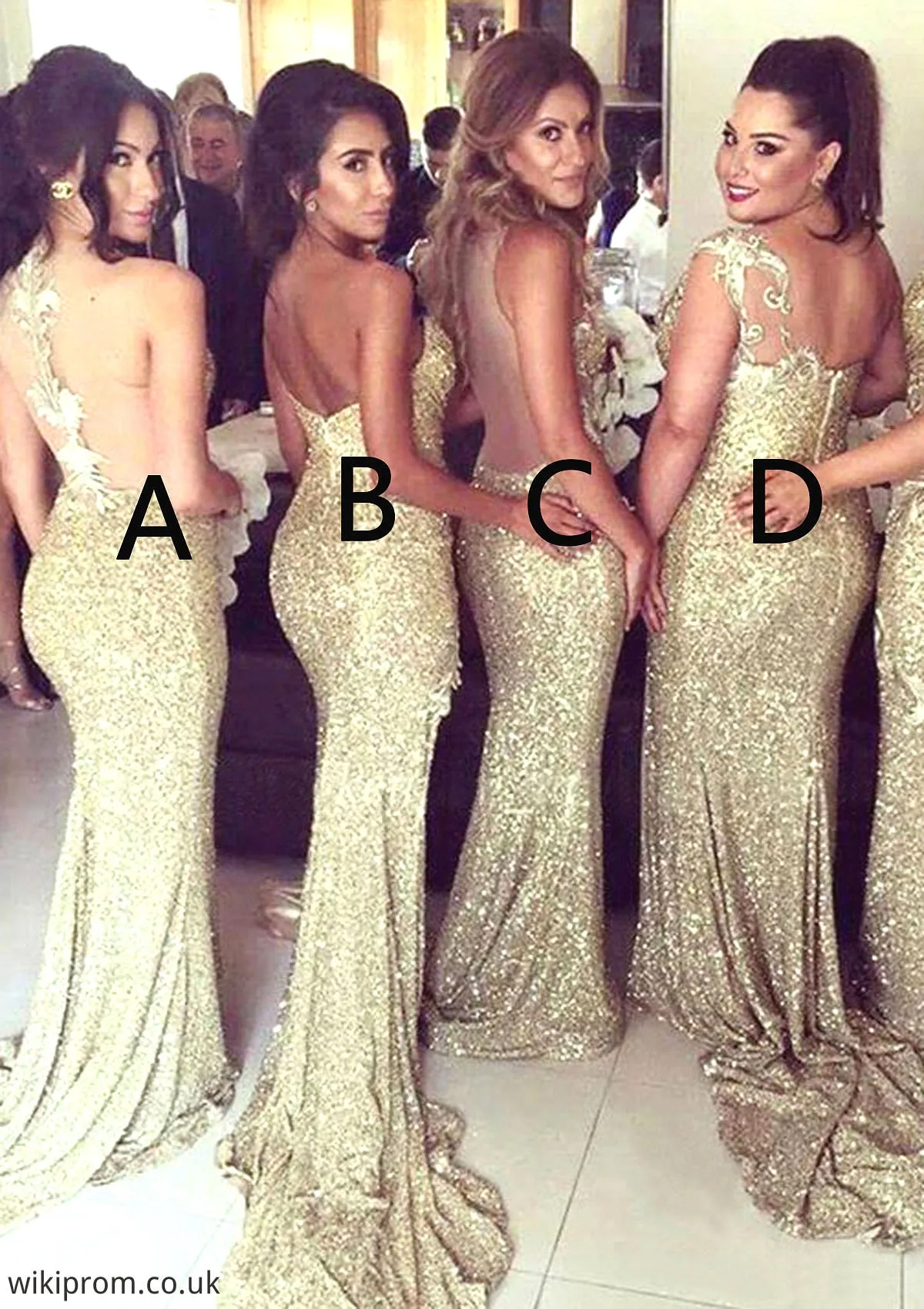 Bateau Sleeveless Sweep Train Sheath/Column Sequined Bridesmaid Dresses Cristal SWKP0025321
