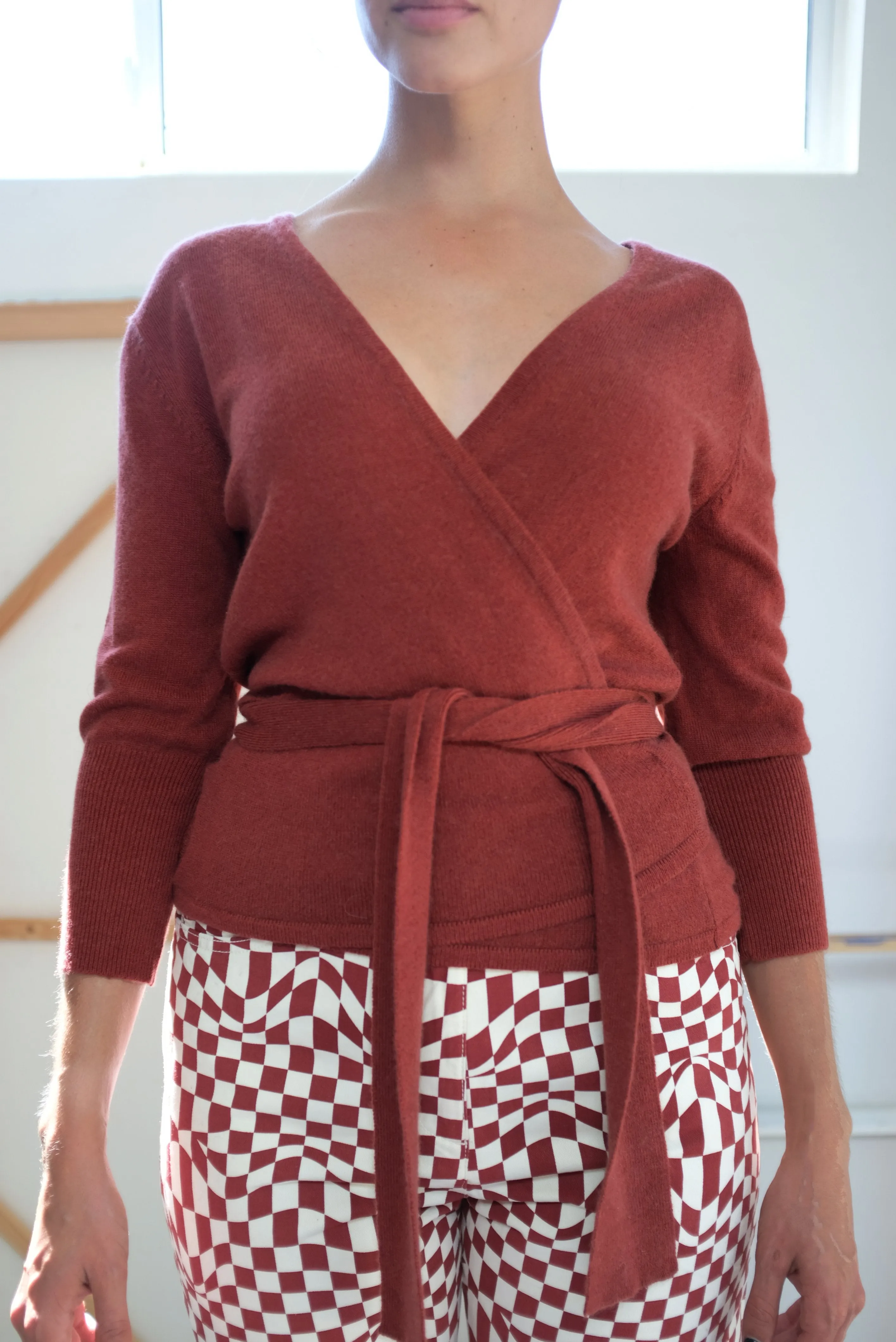 Beklina Cashmere Ballet Wrap Sweater Rust