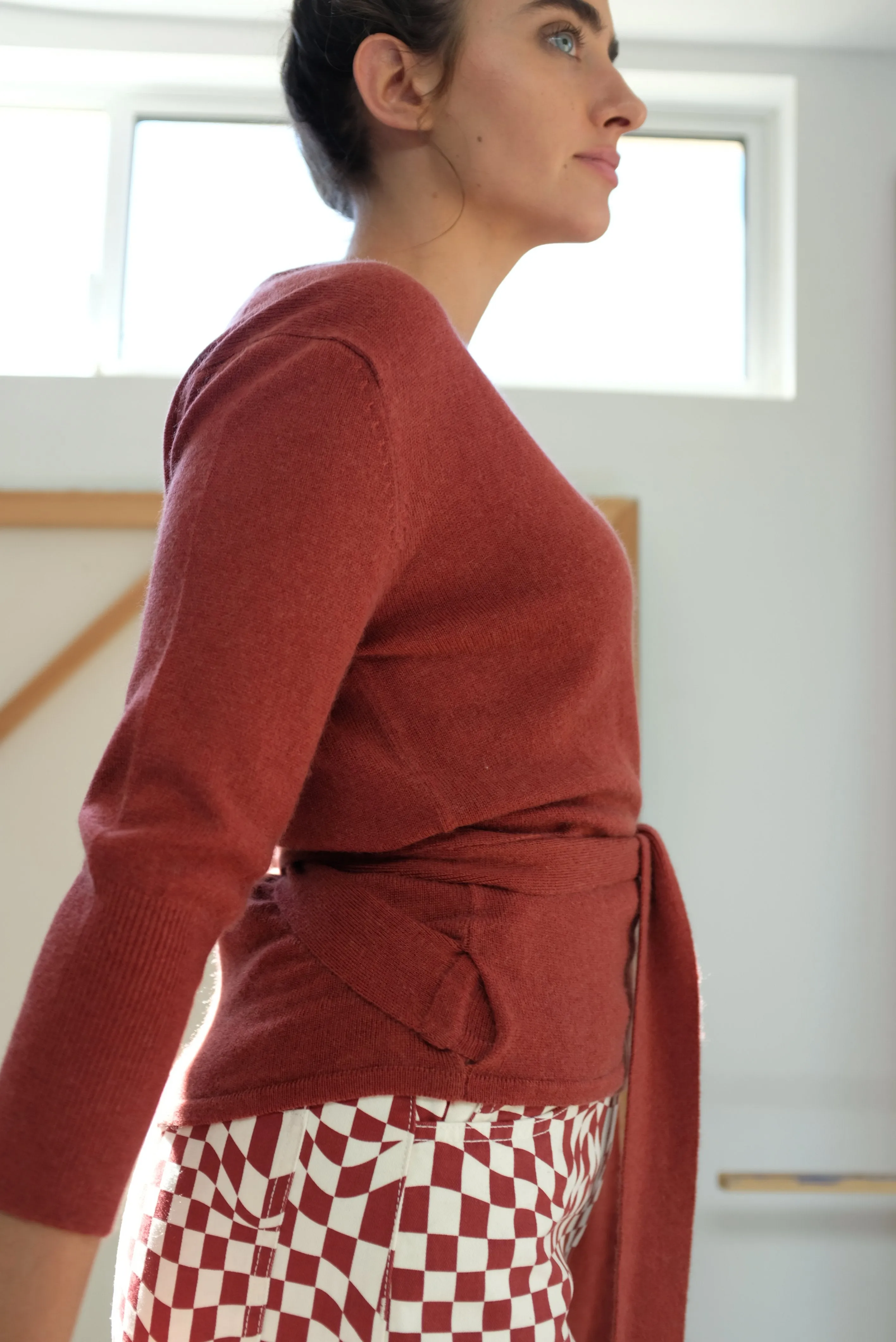Beklina Cashmere Ballet Wrap Sweater Rust