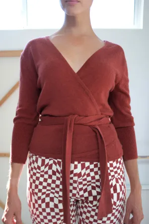 Beklina Cashmere Ballet Wrap Sweater Rust