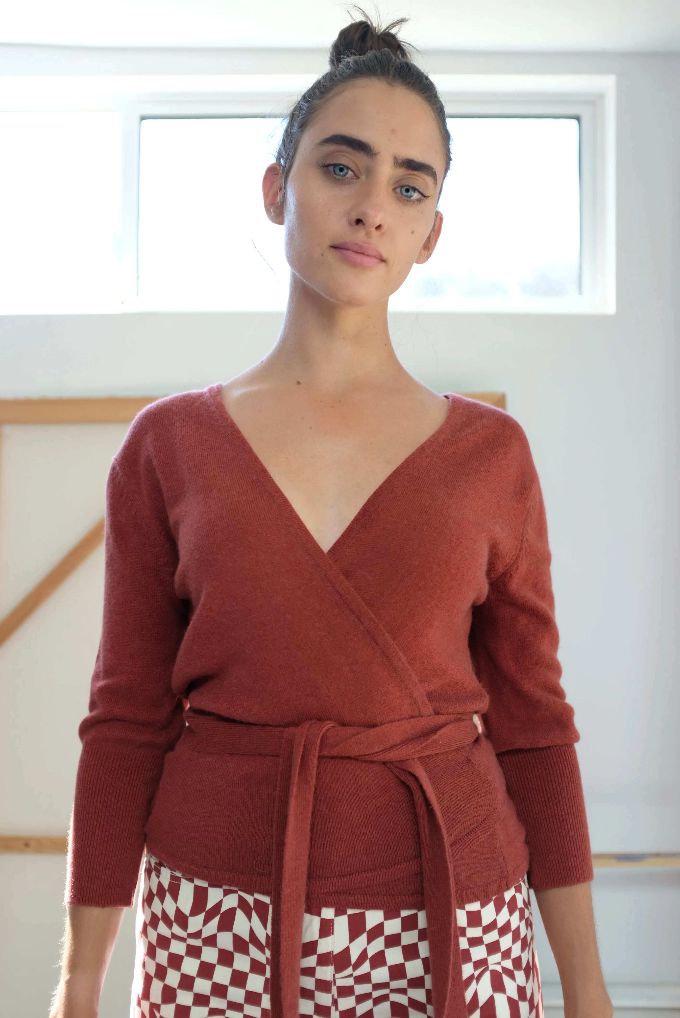 Beklina Cashmere Ballet Wrap Sweater Rust