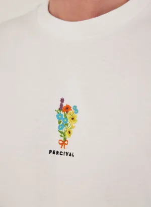 Bouquet Oversized T Shirt | Embroidered Organic Cotton | White