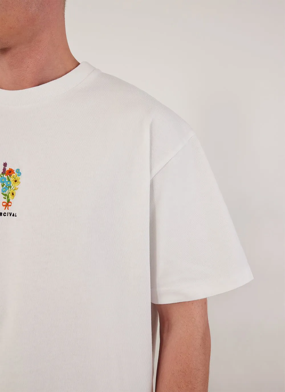 Bouquet Oversized T Shirt | Embroidered Organic Cotton | White