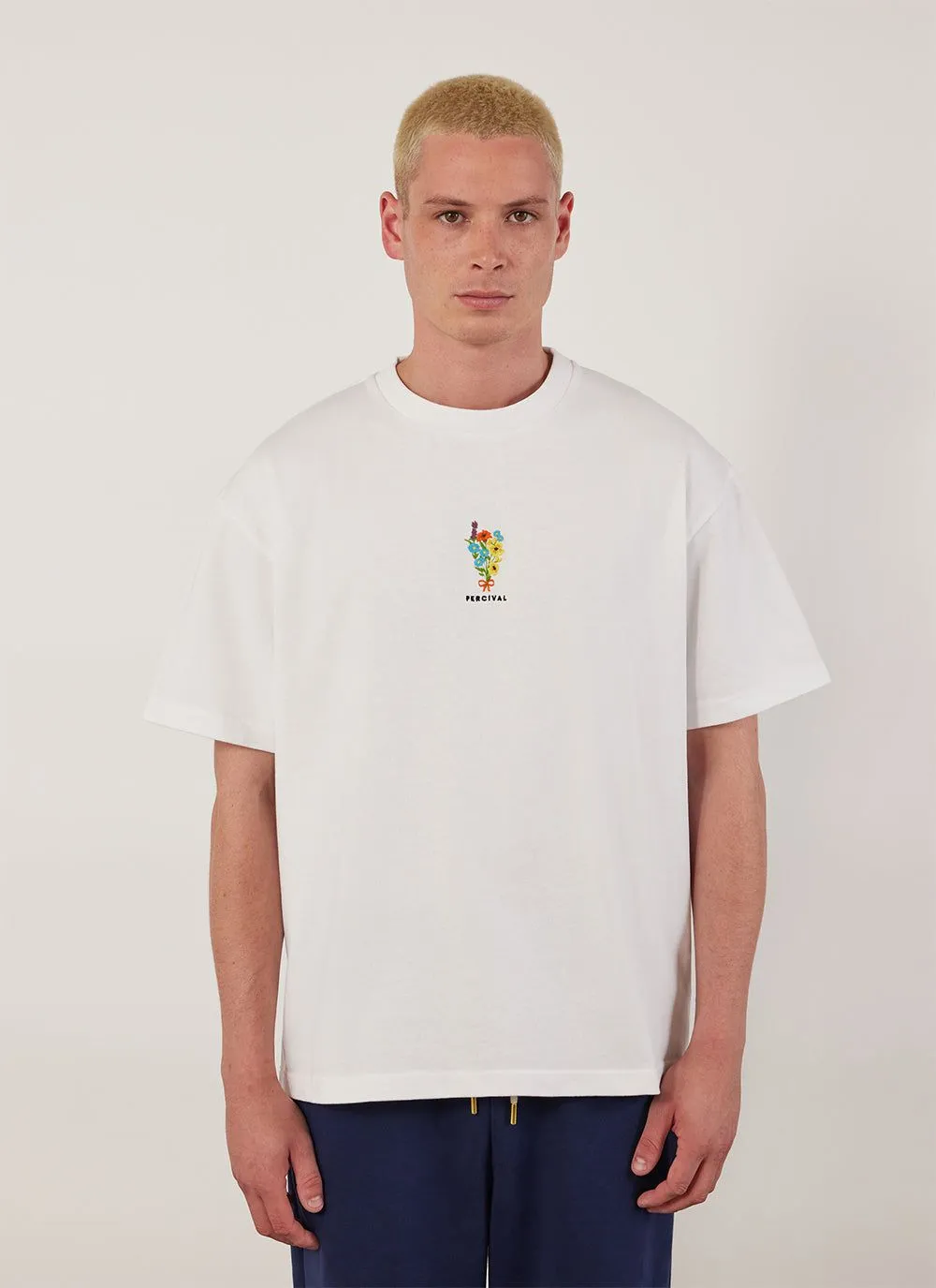 Bouquet Oversized T Shirt | Embroidered Organic Cotton | White