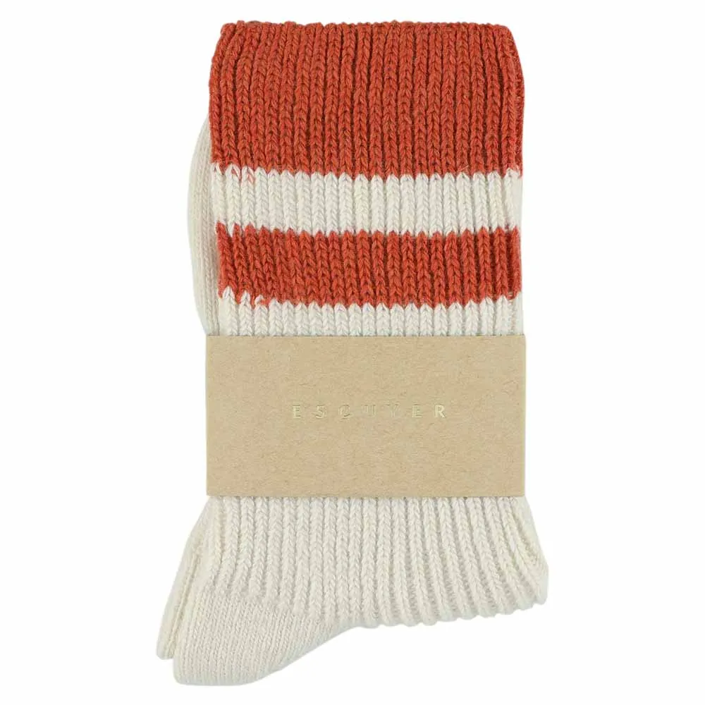 Cashmere Stripes Socks Women - Ecru / Orange