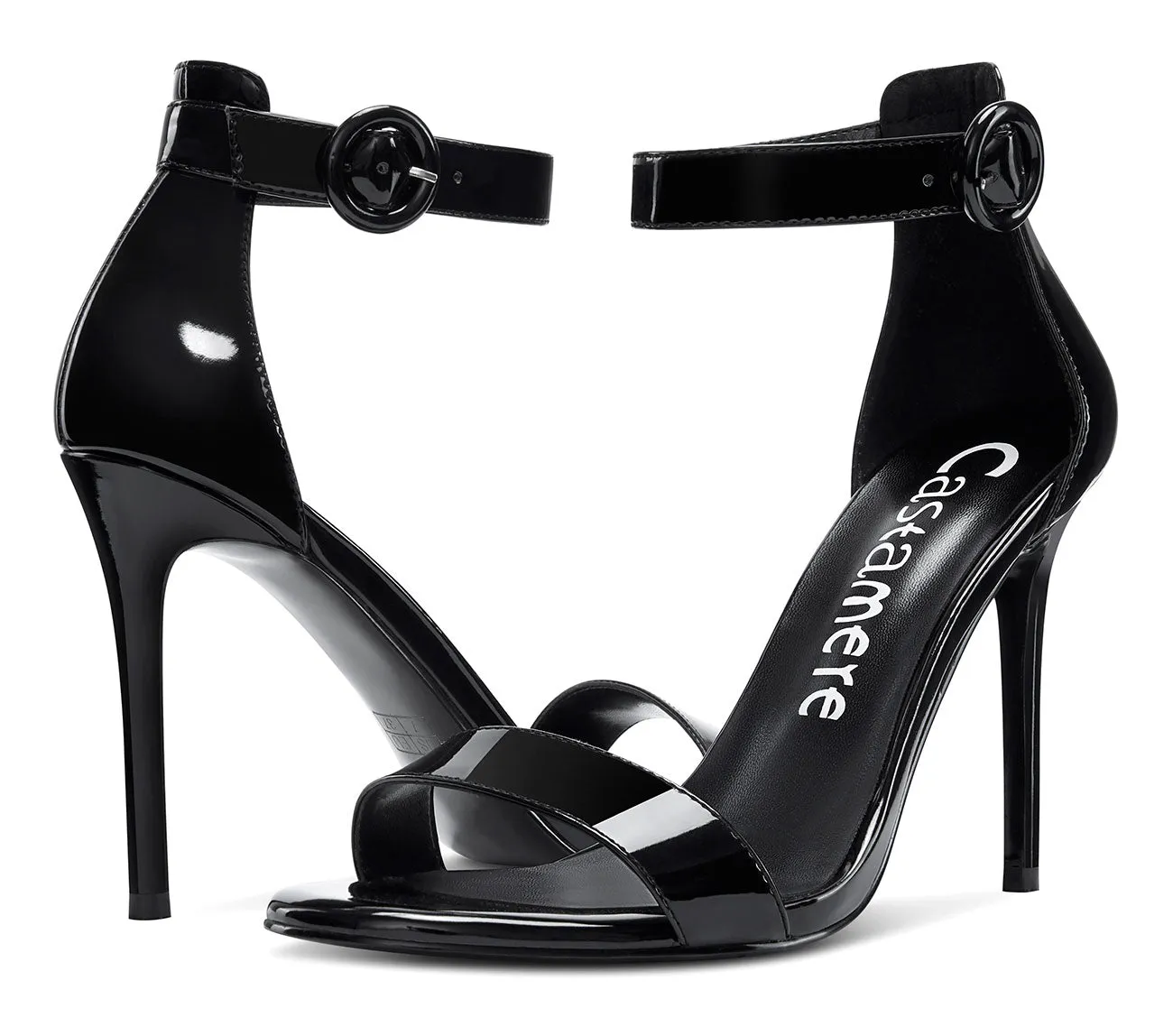 CASTAMERE Womens High Heels Sandals Buckle Ankle Strap Open Toe Basic 10CM Stilettos Sandal