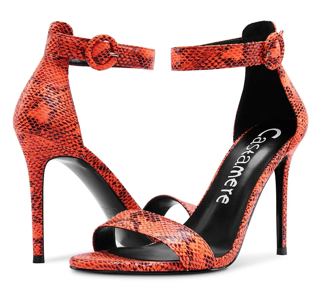 CASTAMERE Womens High Heels Sandals Buckle Ankle Strap Open Toe Basic 10CM Stilettos Sandal