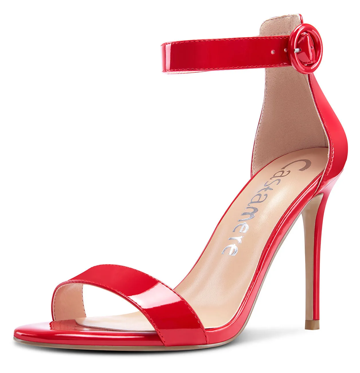 CASTAMERE Womens High Heels Sandals Buckle Ankle Strap Open Toe Basic 10CM Stilettos Sandal