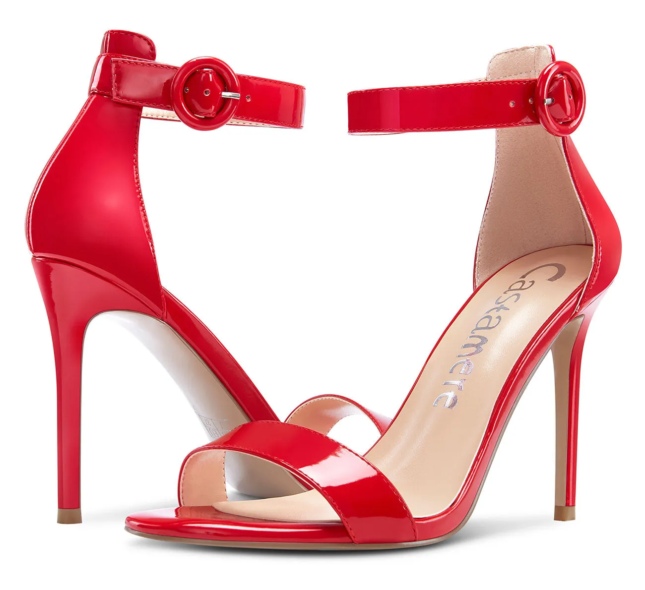 CASTAMERE Womens High Heels Sandals Buckle Ankle Strap Open Toe Basic 10CM Stilettos Sandal