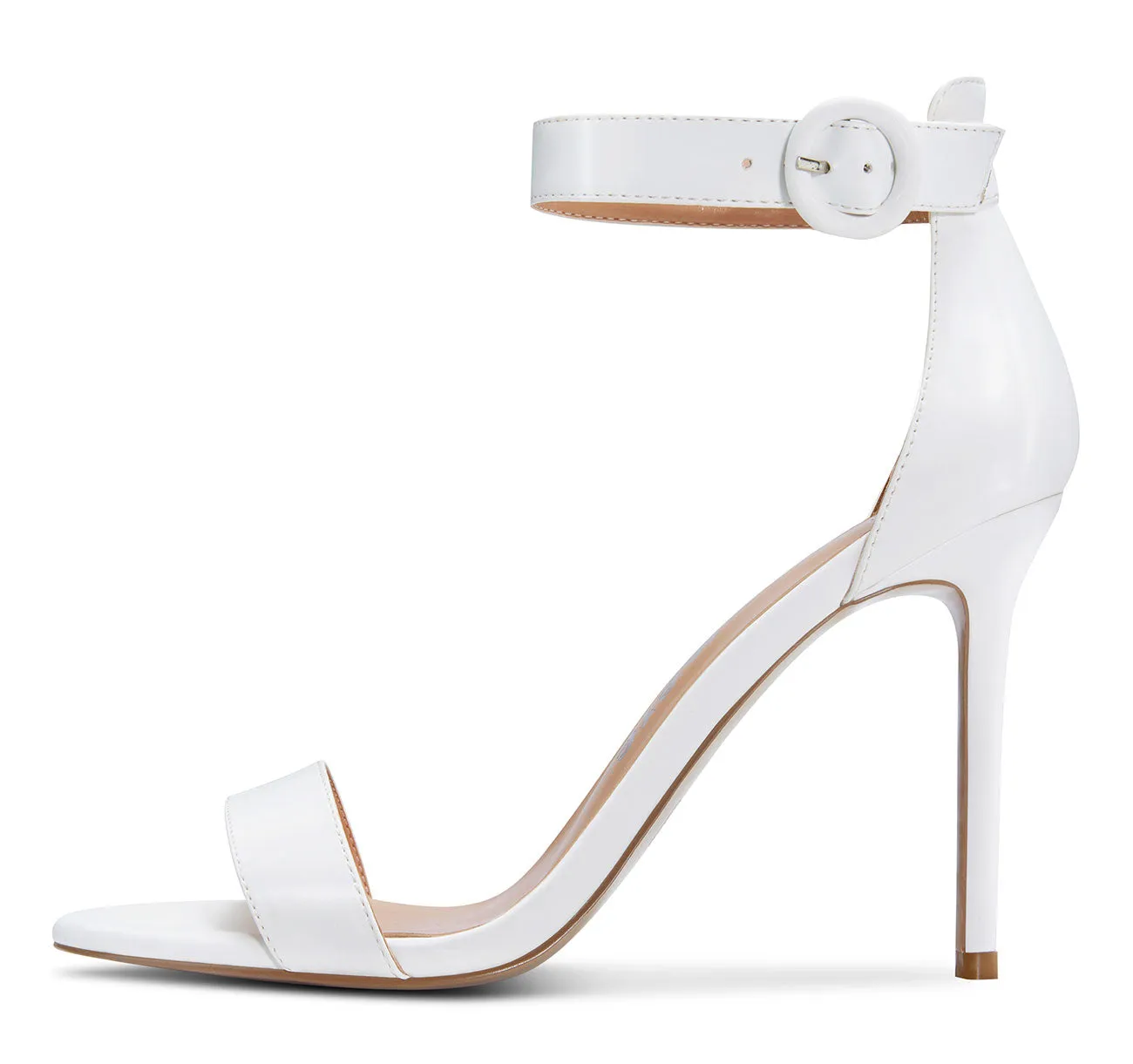 CASTAMERE Womens High Heels Sandals Buckle Ankle Strap Open Toe Basic 10CM Stilettos Sandal