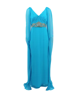 Chiffon Embroidered Draped Gown