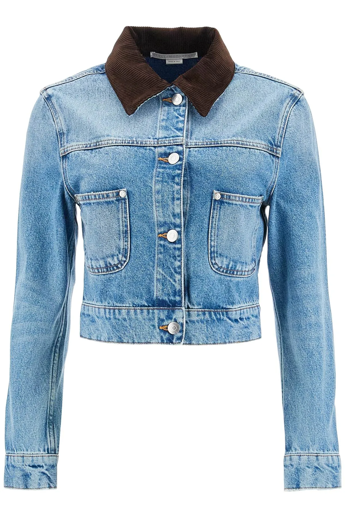 cropped denim jacket for women 6D0354 3SQH05 MEDIUM VINTAGE BLUE