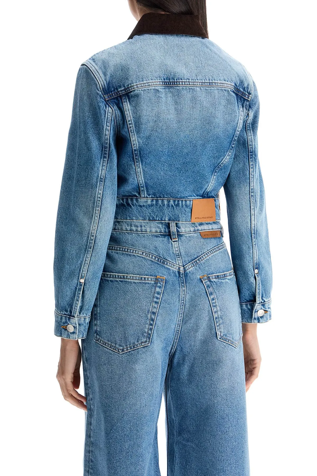 cropped denim jacket for women 6D0354 3SQH05 MEDIUM VINTAGE BLUE