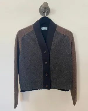 Dropped Shoulder Color Block Cardigan | Black Green Brown