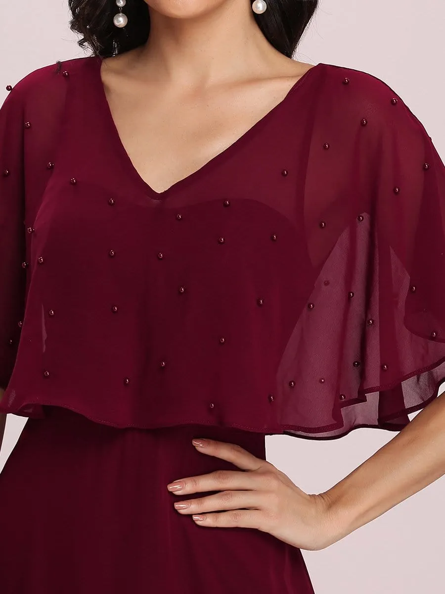 Elegant Flutter Sleeve V-neck A-line Floor Length Evening Dress