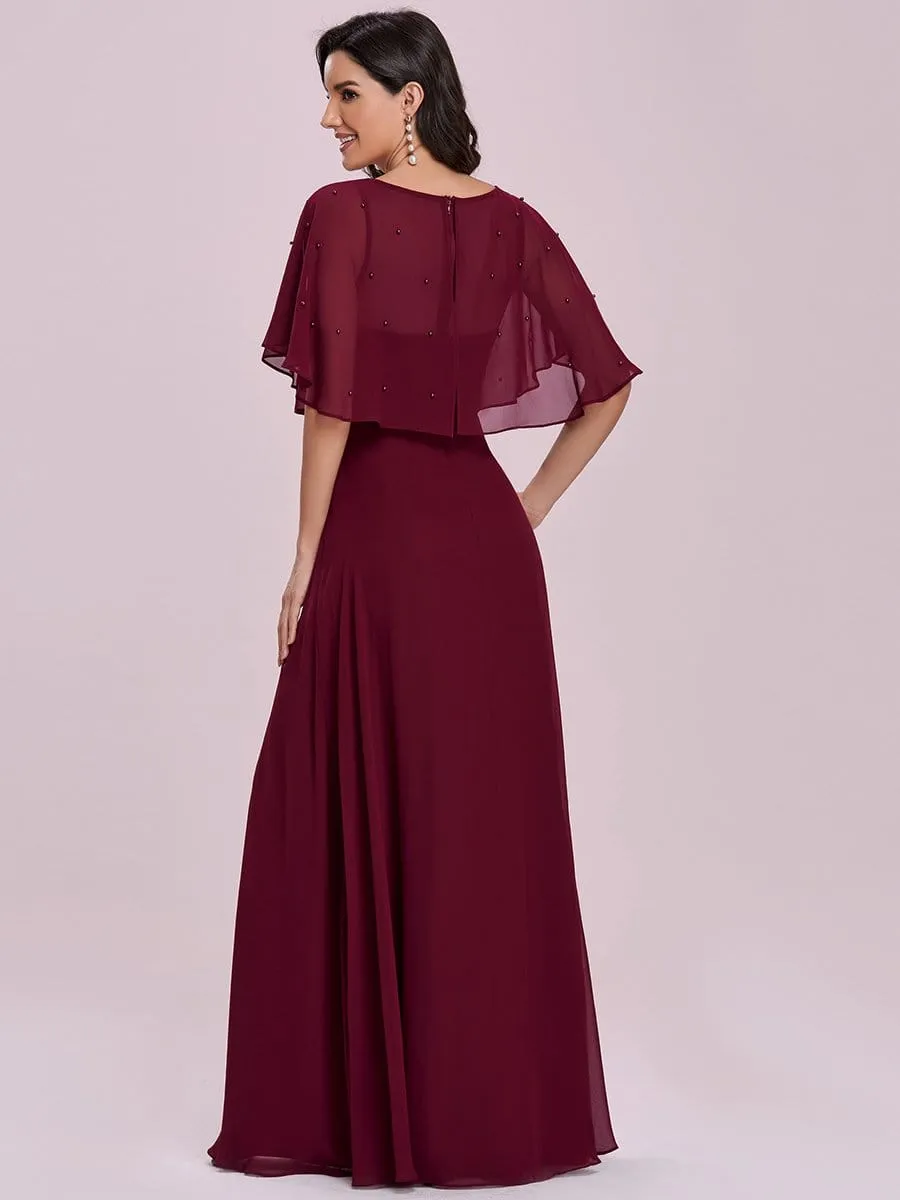 Elegant Flutter Sleeve V-neck A-line Floor Length Evening Dress