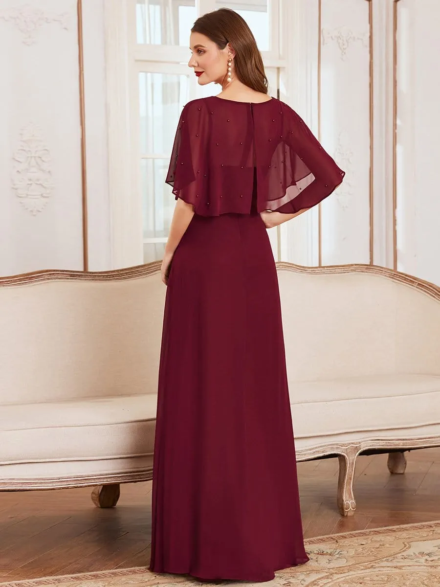 Elegant Flutter Sleeve V-neck A-line Floor Length Evening Dress