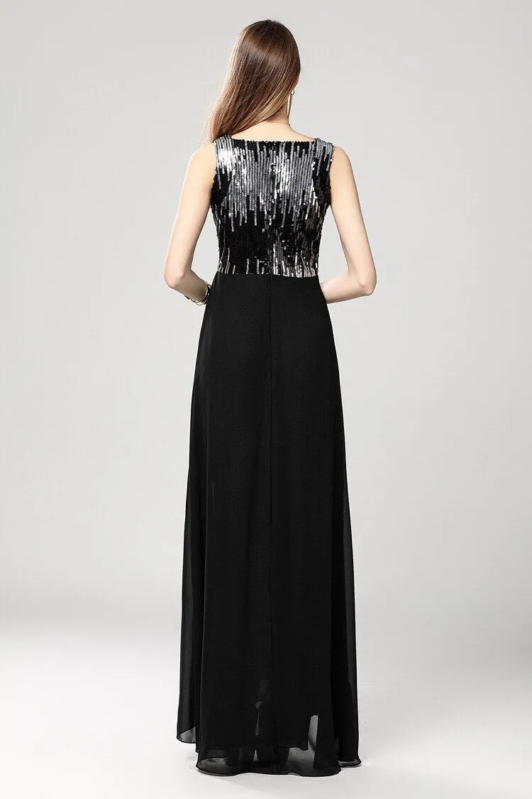 FashionSierra - Sexy V Neck Sleeveless Sequined Fashion Long Party Prom Dresses