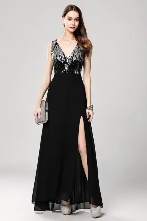 FashionSierra - Sexy V Neck Sleeveless Sequined Fashion Long Party Prom Dresses