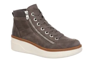High-Top Wedge Sneakers in Distressed Charcoal