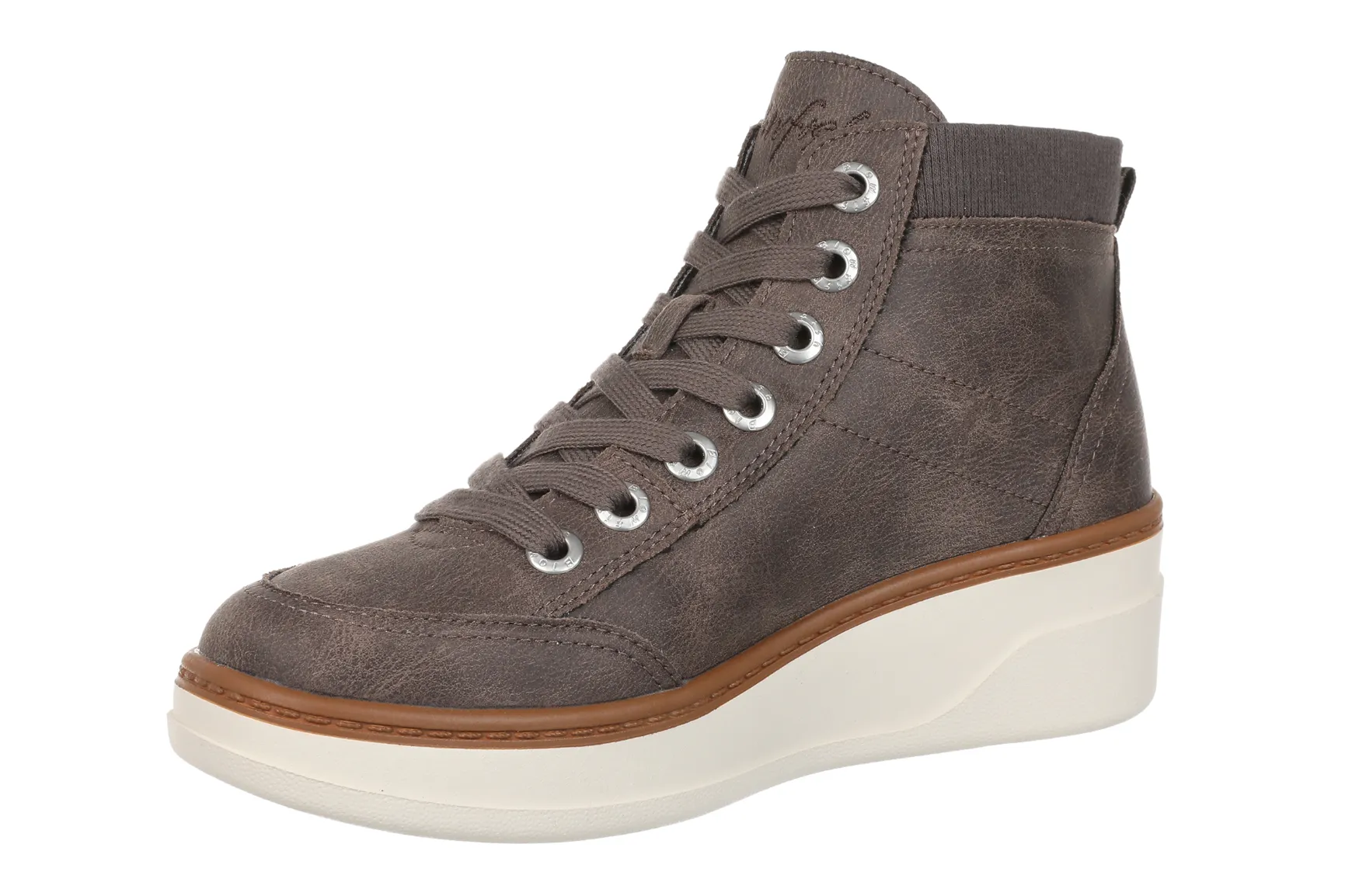 High-Top Wedge Sneakers in Distressed Charcoal
