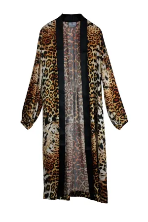 Jaguar Print Black Collar Robe