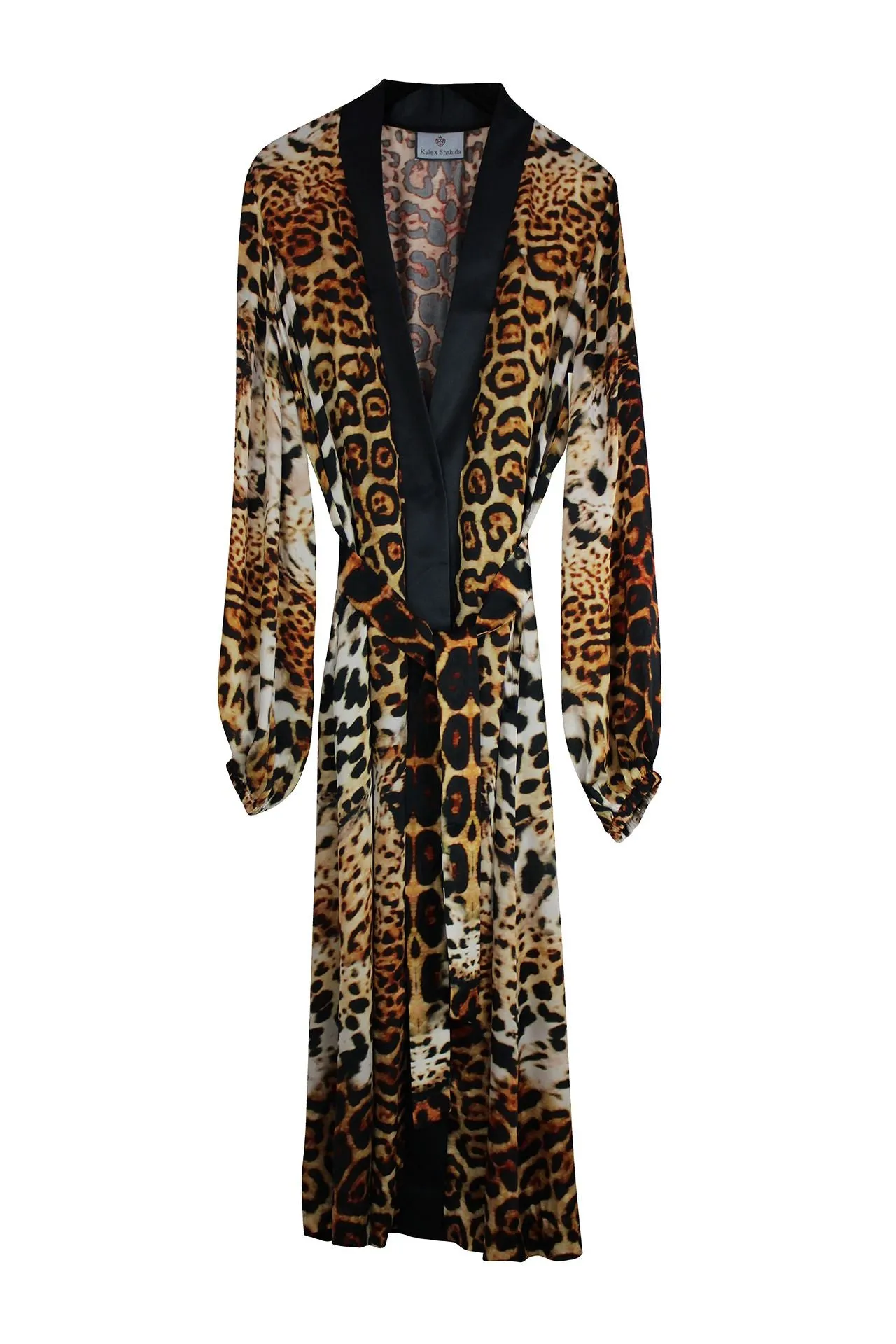 Jaguar Print Black Collar Robe