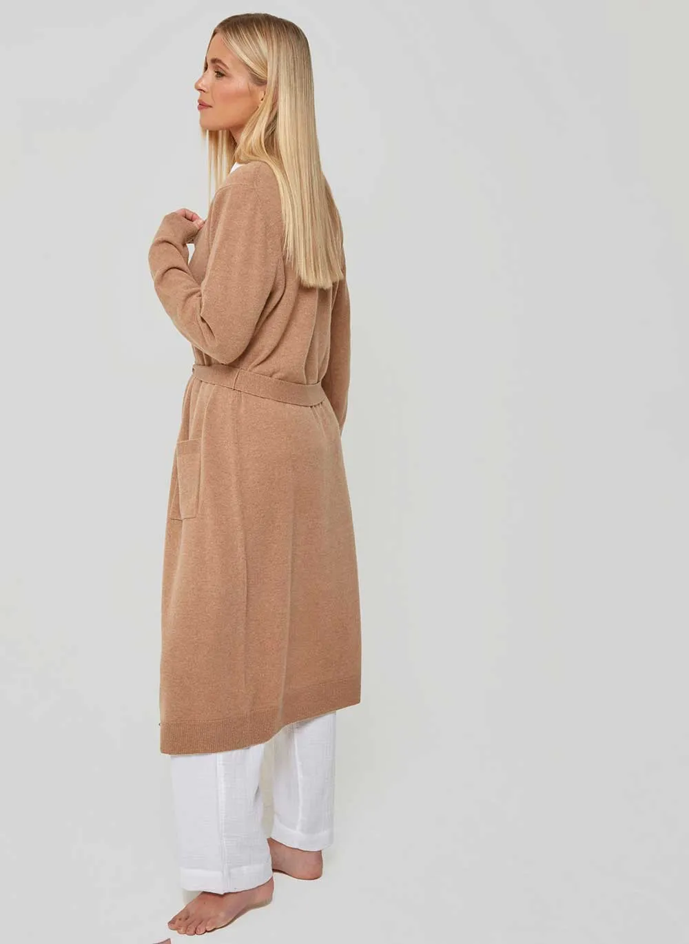 Ladies Cashmere Dressing Gown - Camel