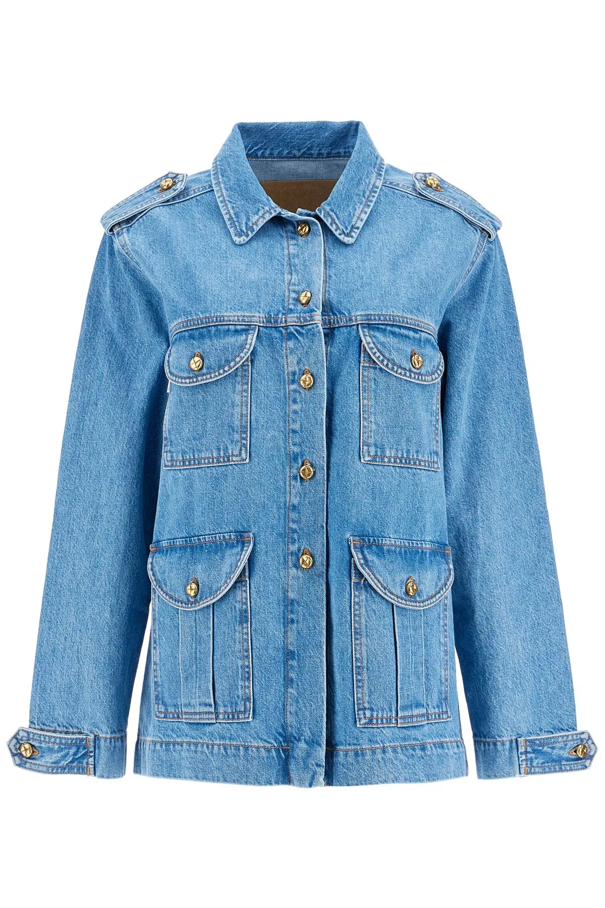 light blue cotton military safari jacket with multiple pockets SDN01 DN MAYA