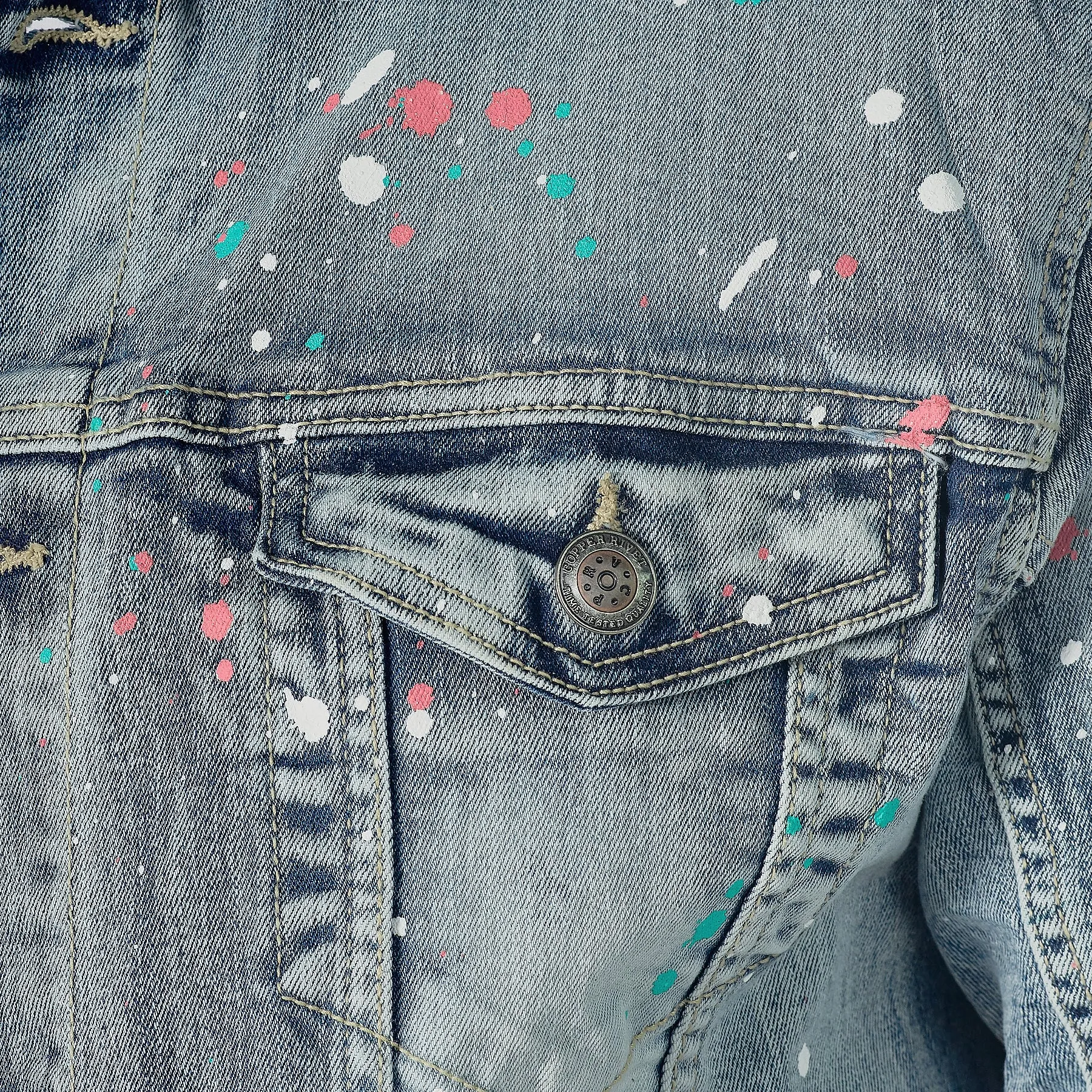 LIGHT SAND BLUE DENIM JACKET W/ SPOT DETAIL