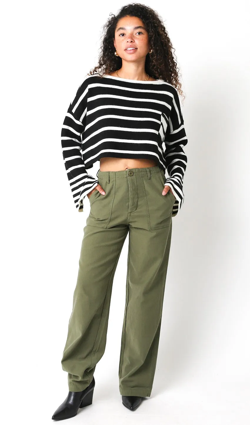 Logan Wide Leg Utility Pants in Olive