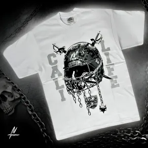 *<SC>* (WHITE) ~CALI LIFE RAIDERS~ HEAVY COTTON JUMBO PRINT TEES