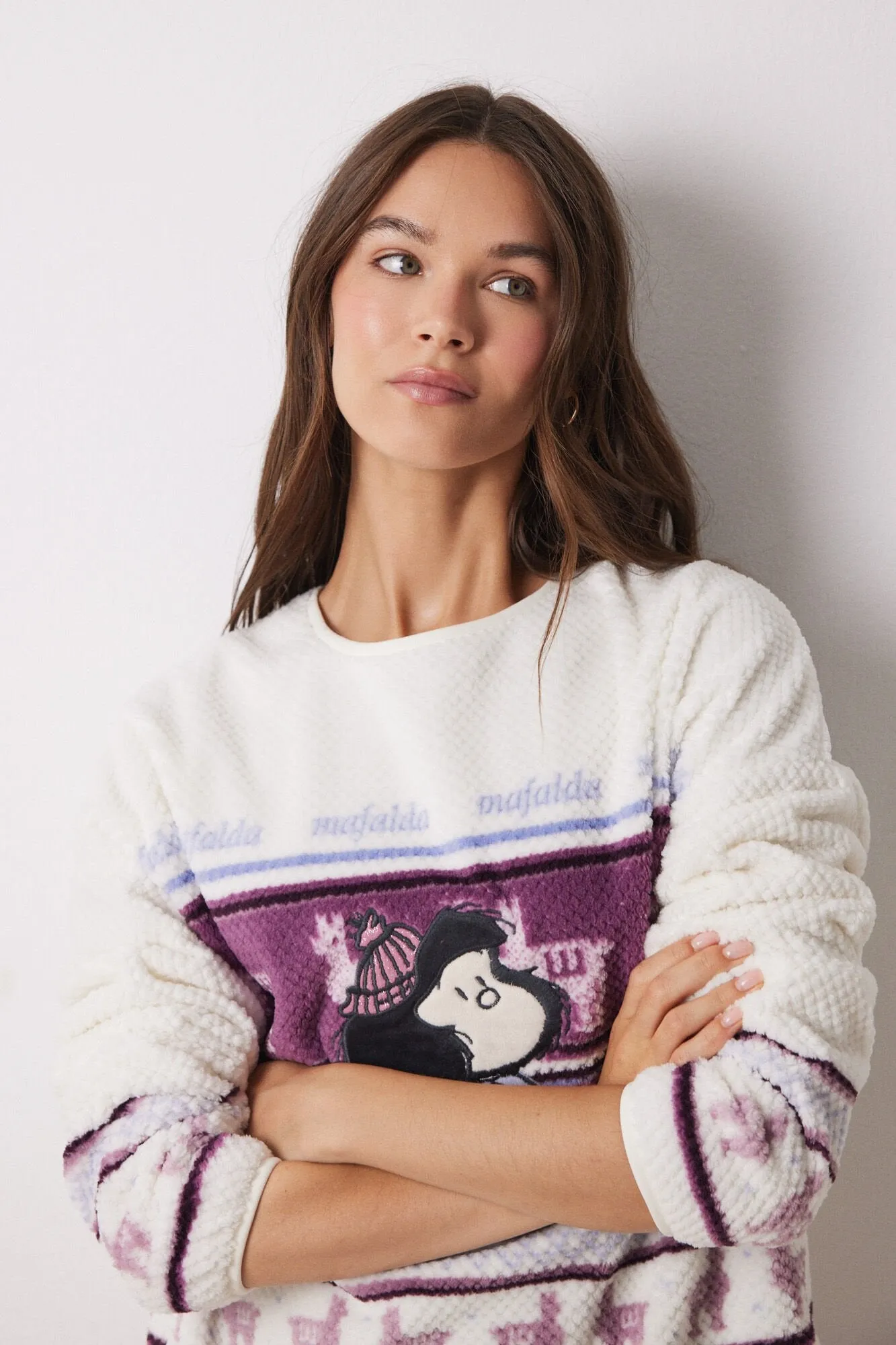 Mafalda embossed velvet long pajamas