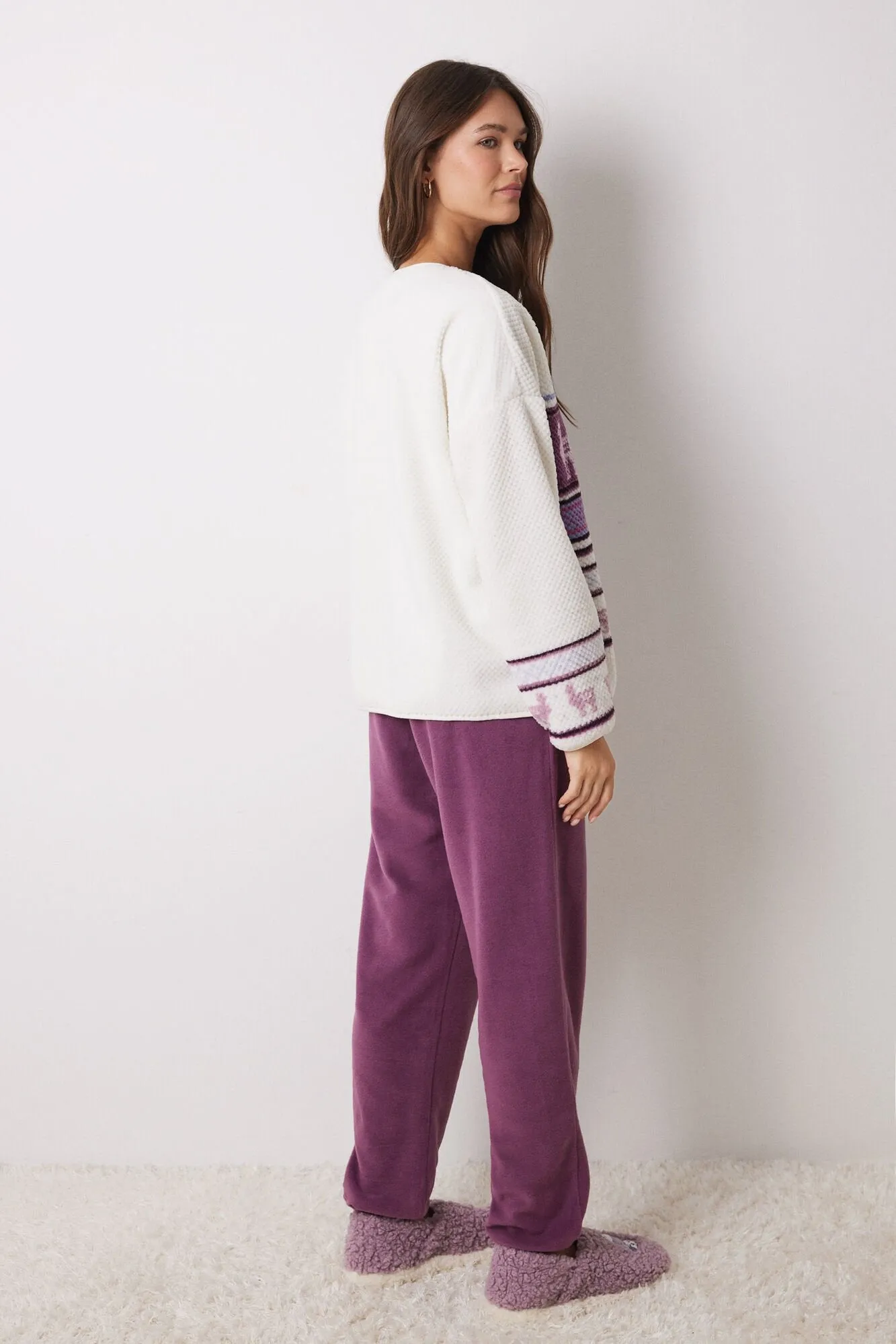 Mafalda embossed velvet long pajamas